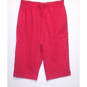 Womens Linen Blend Capri Pants 22W high rise Coral relaxed Only Necessities